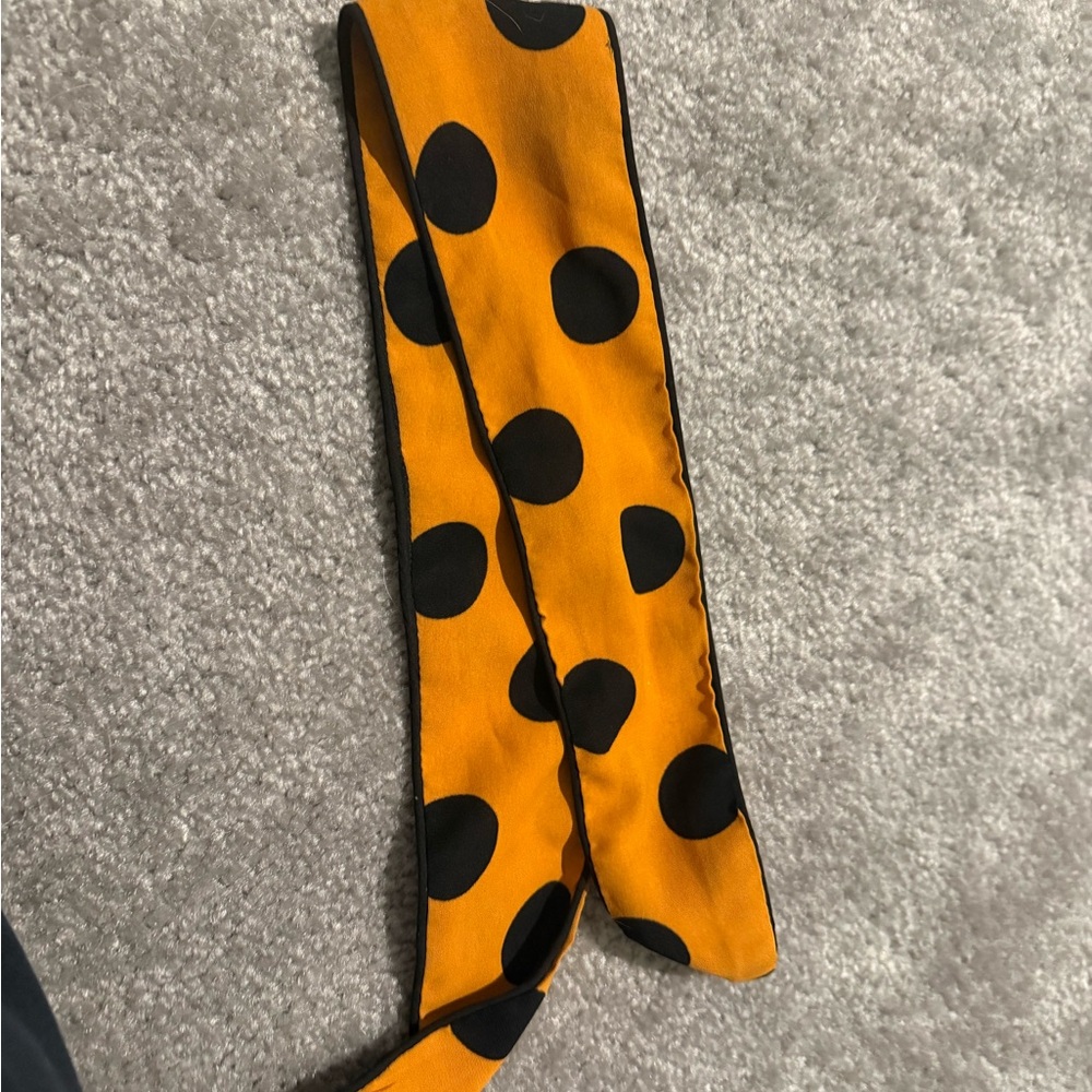 Polka Dot Silk Scarf - Orange and Black